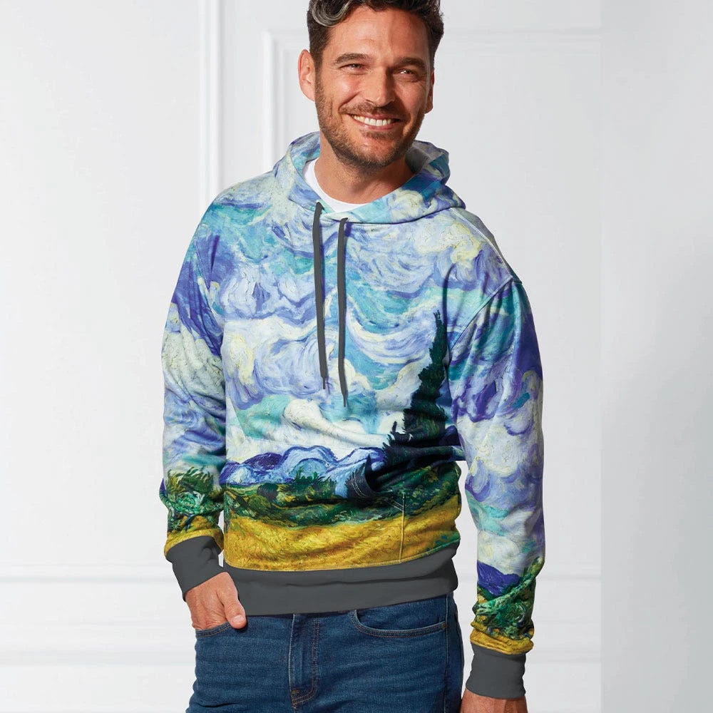 Van Gogh Wheat Field With Cypresses All-Over Print Hoodie - Image 3