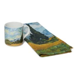 Van Gogh Wheat Field With Cypresses Mug And Tea Towel Set