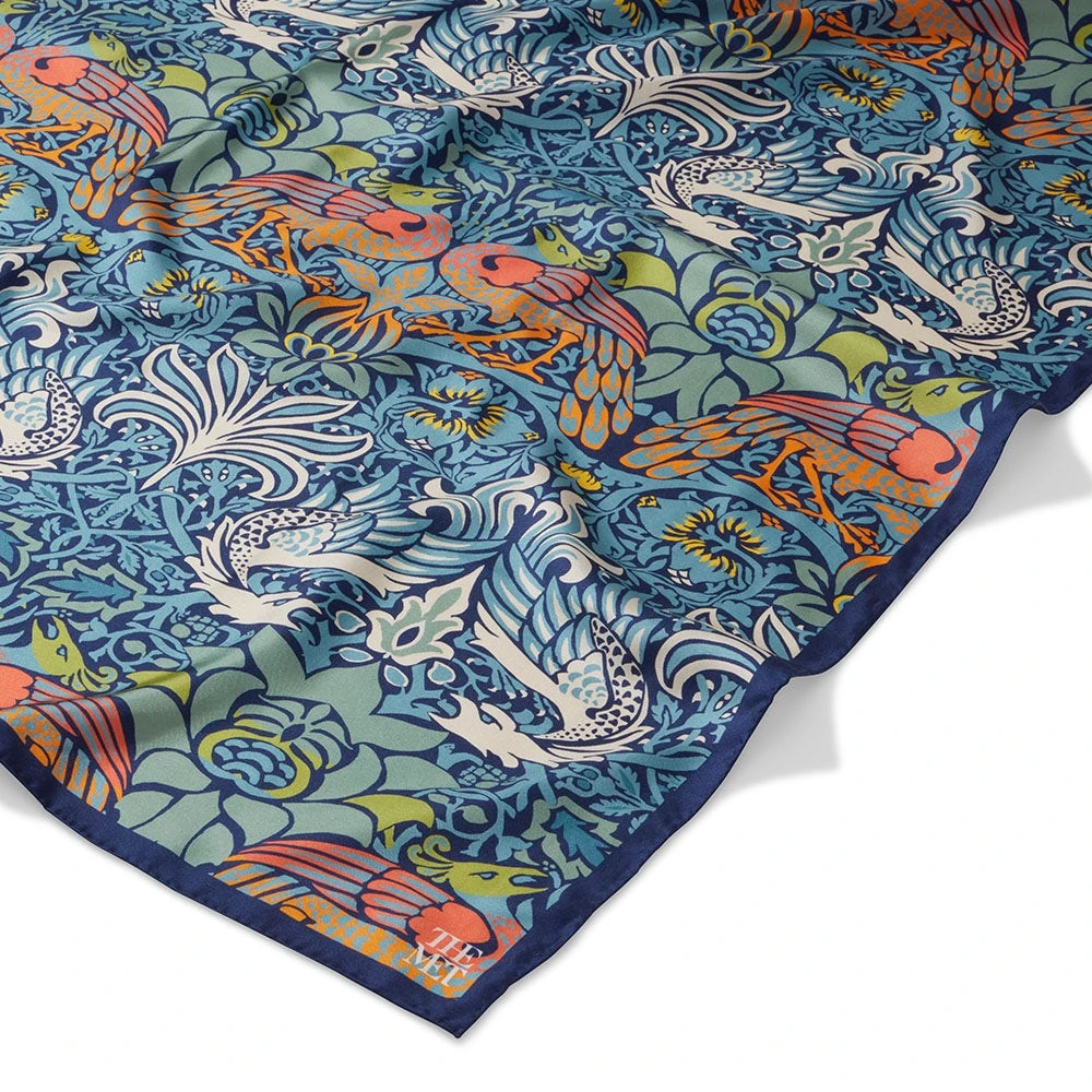 William Morris Peacock And Dragon Square Silk Scarf - Image 5