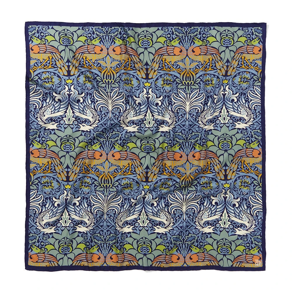 William Morris Peacock And Dragon Square Silk Scarf