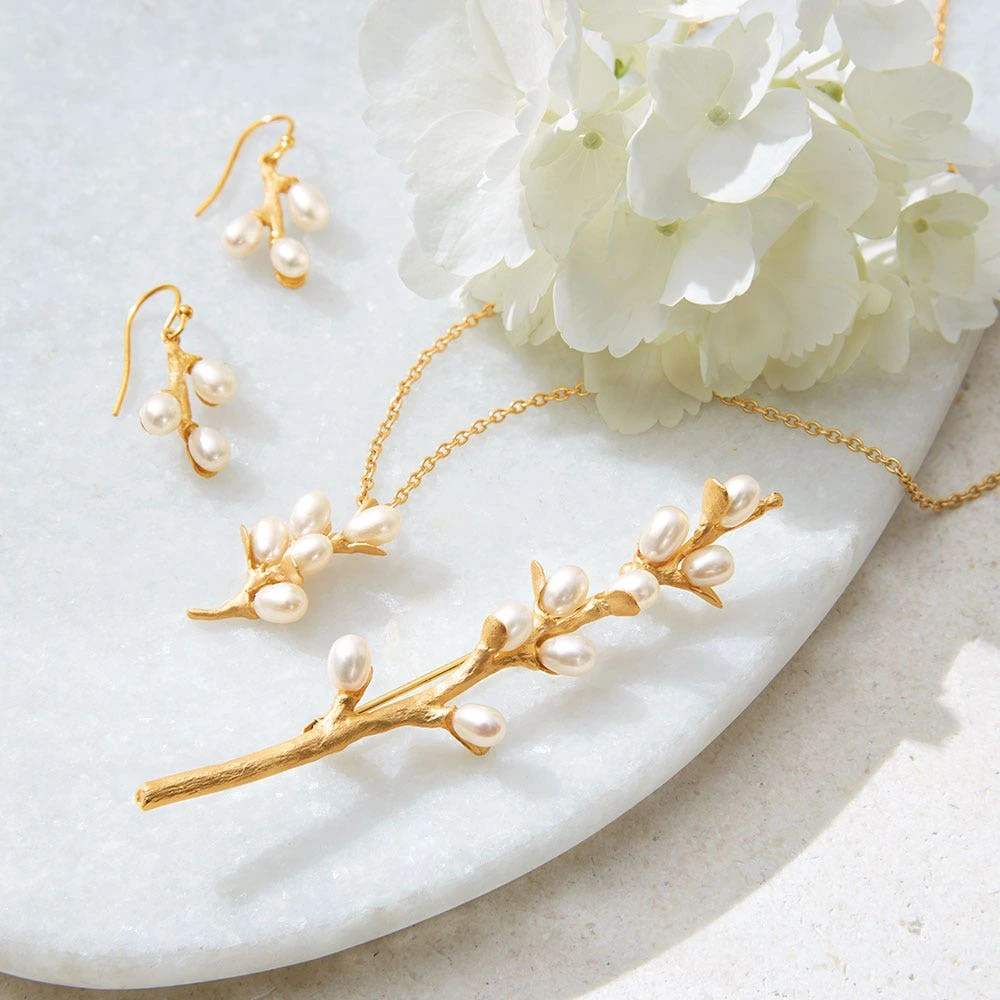 Willow Catkins Pearl Drop Earrings - Image 6